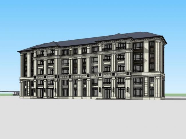 Sketchup别墅模型|联排别墅，现代风格