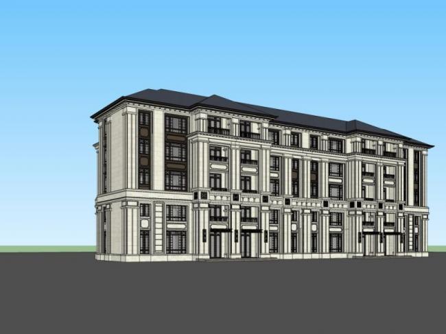 Sketchup别墅模型|联排别墅，现代风格