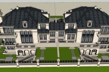 Sketchup别墅模型|双拼别墅，法式风格-BIM建筑网