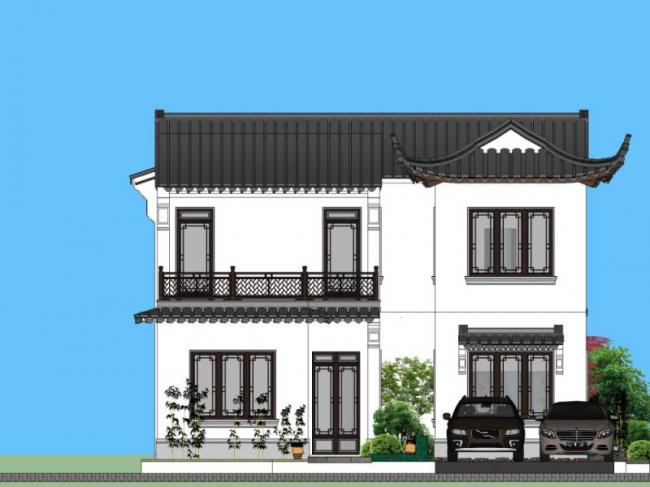 Sketchup别墅模型|独栋别墅，中式风格