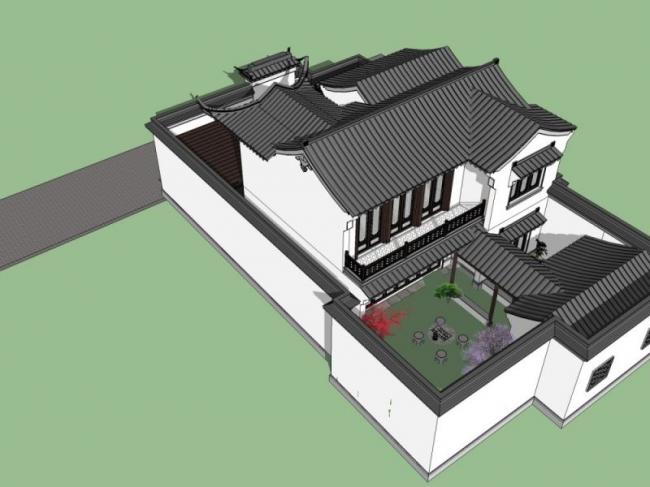 Sketchup别墅模型|独栋别墅，中式风格