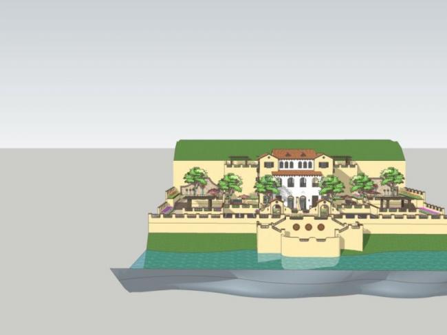Sketchup别墅模型|联排别墅，西班牙风格