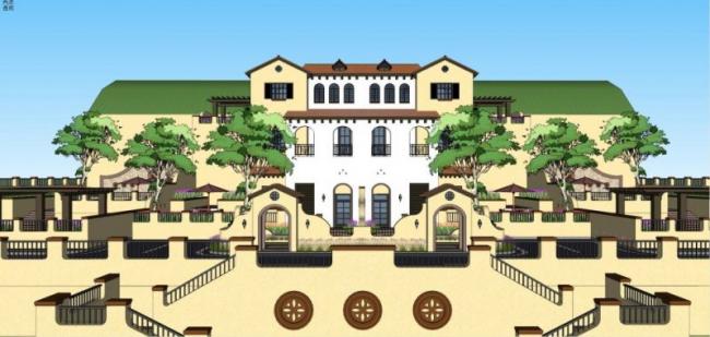 Sketchup别墅模型|联排别墅，西班牙风格