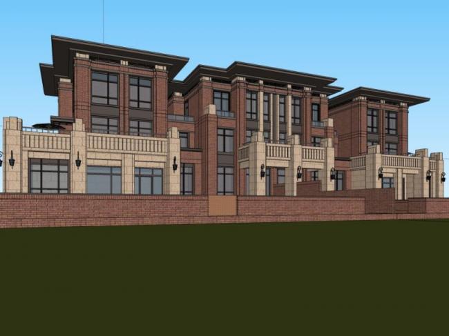 Sketchup别墅模型|联排别墅，现代风格