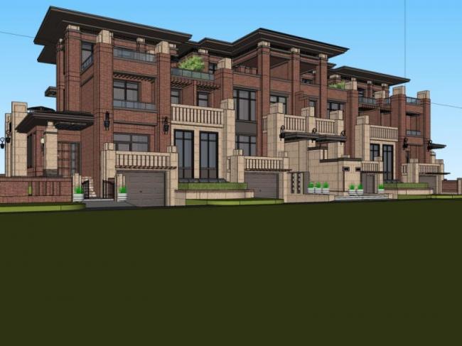 Sketchup别墅模型|联排别墅，现代风格