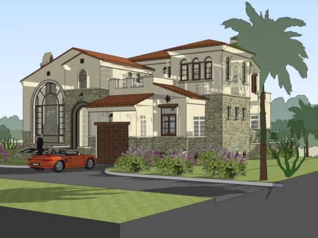 Sketchup别墅模型|独栋别墅，西班牙风格