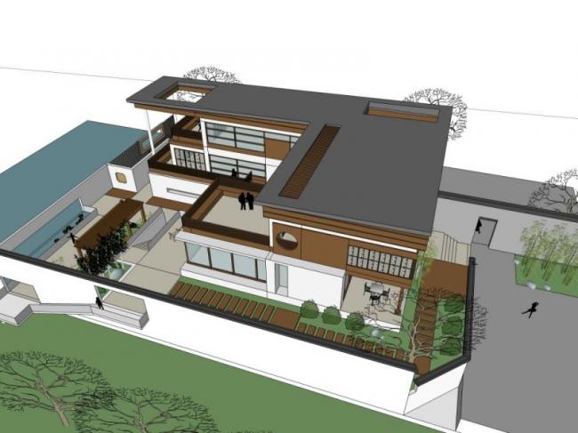 Sketchup别墅模型|独栋别墅，现代中式风格