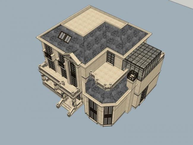 Sketchup别墅模型|独栋别墅，法式风格