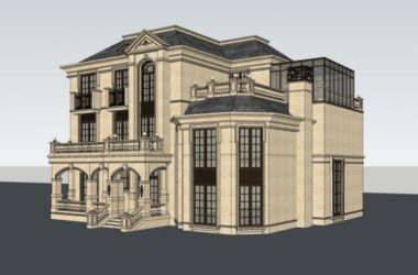 Sketchup别墅模型|独栋别墅，法式风格-BIM建筑网
