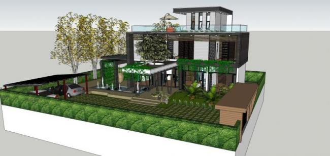 Sketchup别墅模型|独栋别墅，现代风格