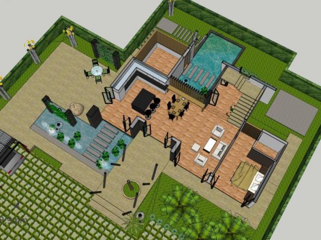 Sketchup别墅模型|独栋别墅，现代风格