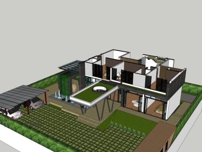 Sketchup别墅模型|独栋别墅，现代风格