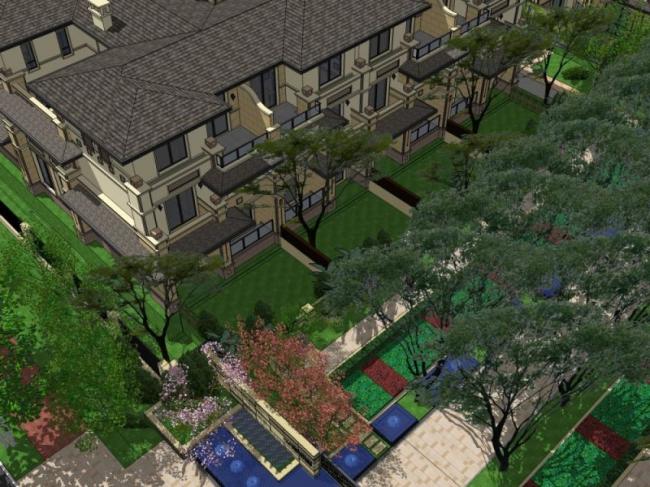 Sketchup别墅模型|联排别墅，现代风格