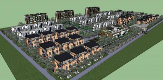 Sketchup别墅模型|别墅群，现代风格