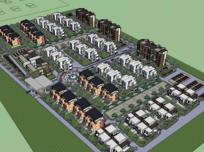 Sketchup别墅模型|别墅群，现代风格