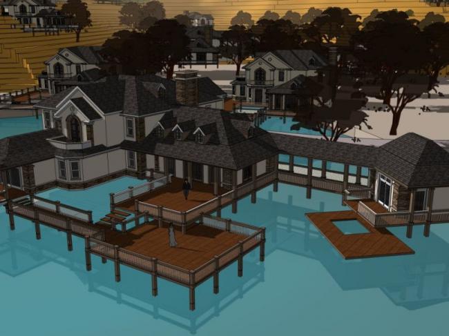 Sketchup别墅模型|独栋别墅群，现代风格