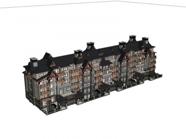 Sketchup别墅模型|联排别墅，古典风格