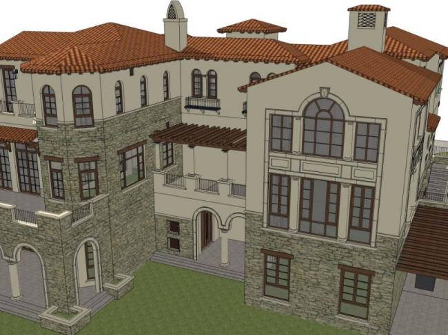 Sketchup别墅模型|独栋别墅，花园洋房，西班牙古典风格