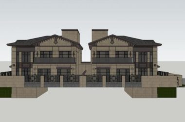 Sketchup别墅模型|双拼别墅，中式风格-BIM建筑网