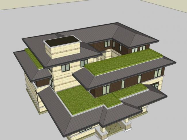 Sketchup别墅模型|独栋别墅，现代风格