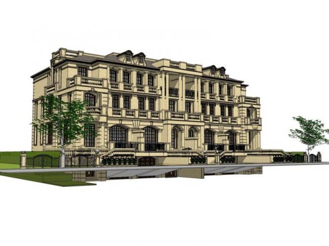 Sketchup别墅模型|联排别墅，法式古典风格