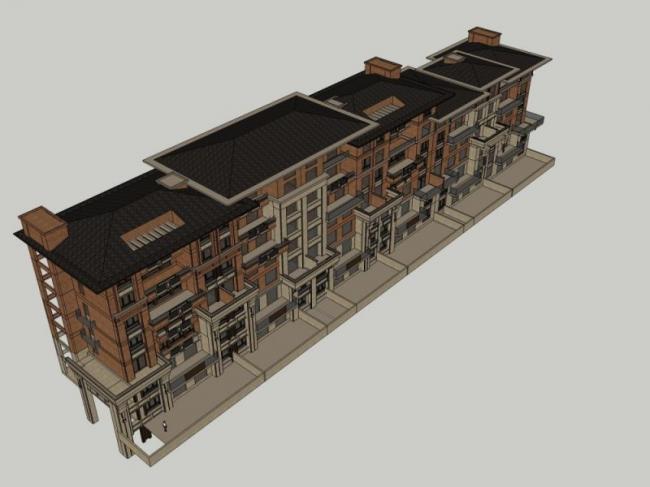 Sketchup别墅模型|联排别墅，欧式风格