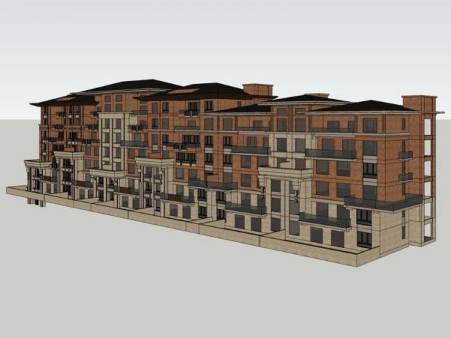 Sketchup别墅模型|联排别墅，欧式风格