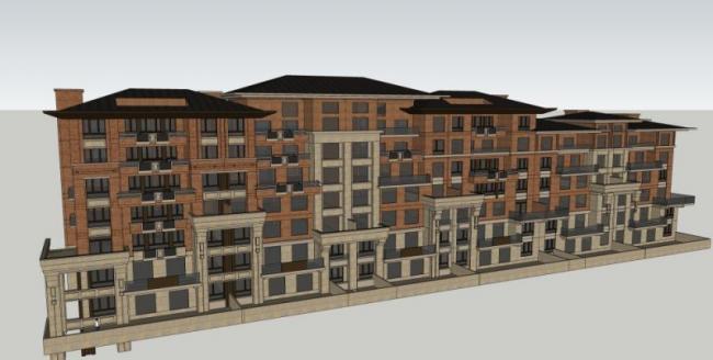 Sketchup别墅模型|联排别墅，欧式风格