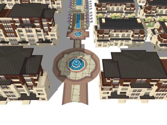 Sketchup别墅模型|别墅群，古典风格