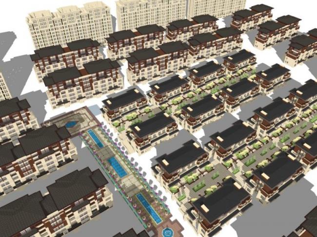 Sketchup别墅模型|别墅群，古典风格