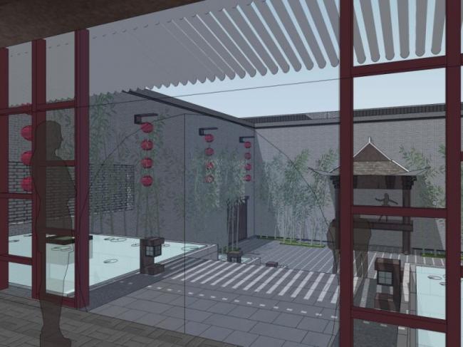 Sketchup别墅模型|庭院别墅，中式风格