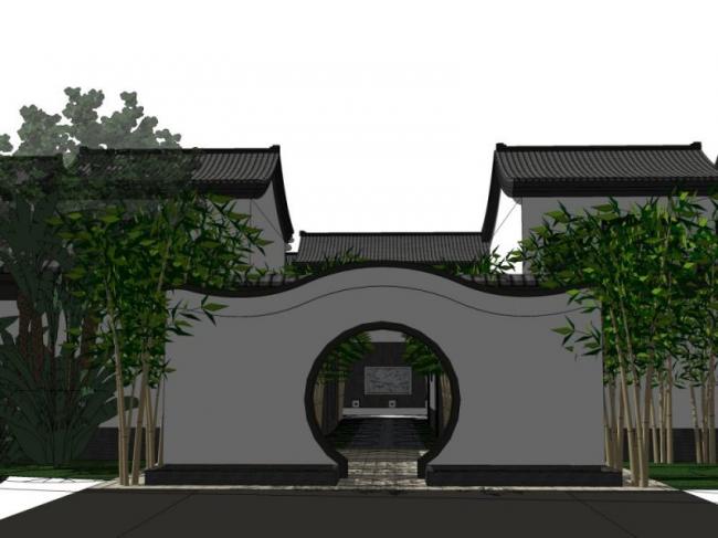 Sketchup别墅模型|别墅住宅群，中式风格