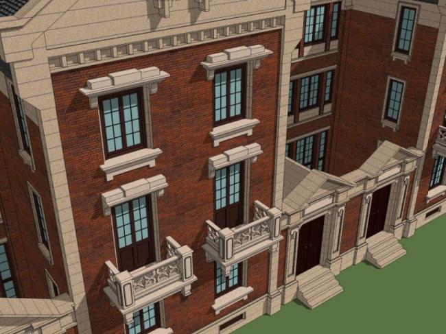 Sketchup别墅模型|联排别墅，欧式古典风格