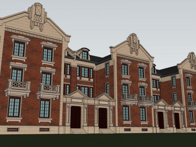 Sketchup别墅模型|联排别墅，欧式古典风格