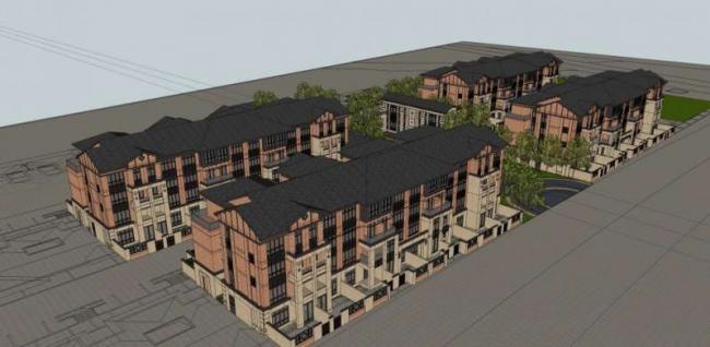 Sketchup别墅模型|多层别墅群会所，欧式古典风格