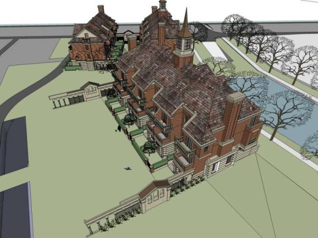 Sketchup别墅模型|联排别墅，英式古典风格