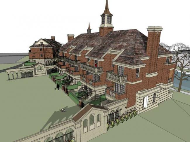 Sketchup别墅模型|联排别墅，英式古典风格