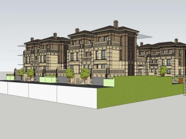 Sketchup别墅模型|双拼别墅，古典风格