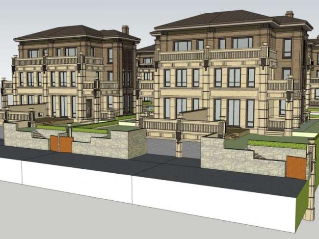 Sketchup别墅模型|双拼别墅，古典风格