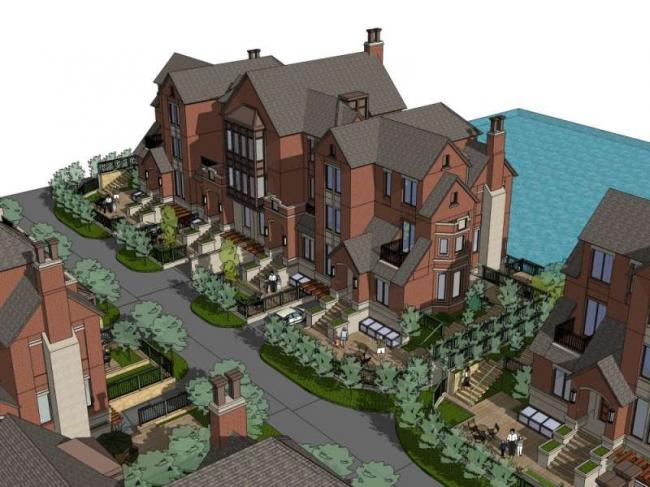 Sketchup别墅模型|联排别墅，古典风格