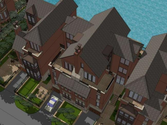 Sketchup别墅模型|联排别墅，古典风格