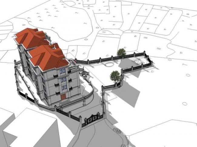 Sketchup别墅模型|双拼别墅，古典风格