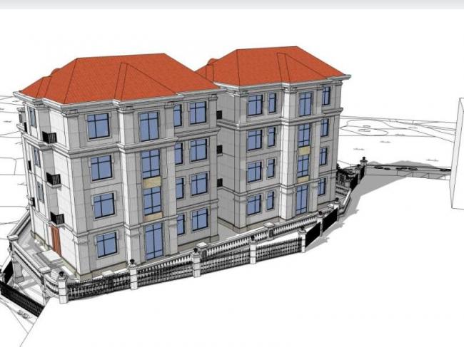 Sketchup别墅模型|双拼别墅，古典风格