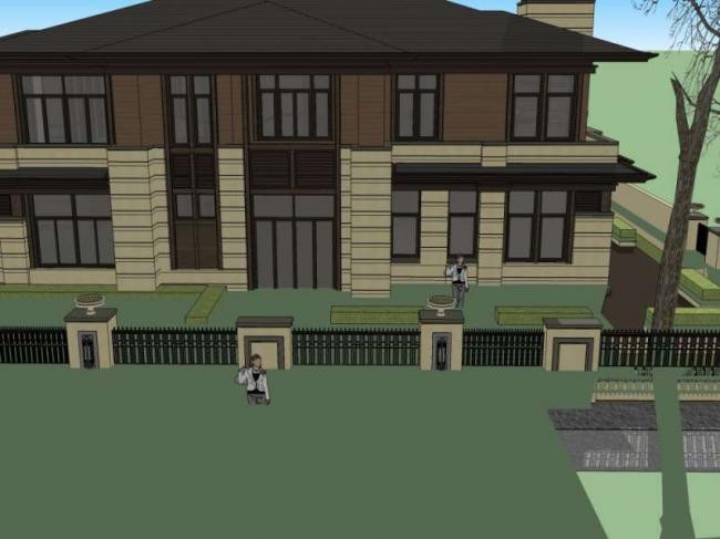 Sketchup别墅模型|独栋别墅，古典风格