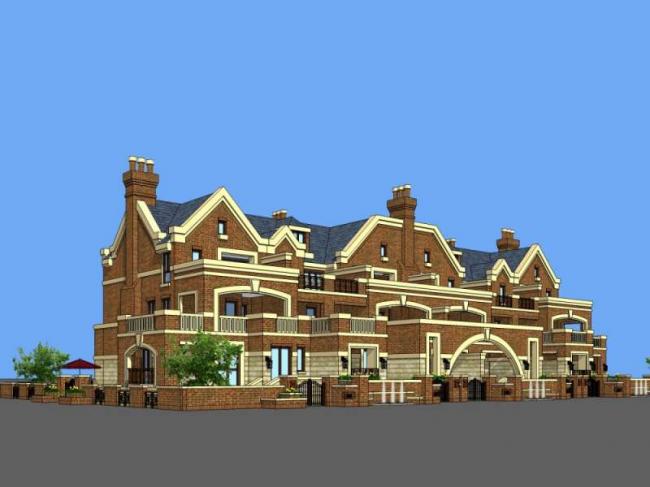 Sketchup别墅模型|联排别墅，欧式古典风格