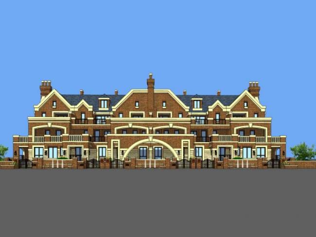 Sketchup别墅模型|联排别墅，欧式古典风格