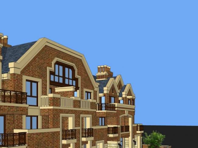 Sketchup别墅模型|联排别墅，欧式古典风格