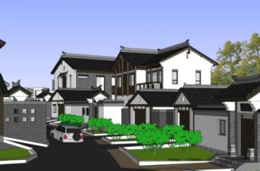 Sketchup别墅模型|别墅群，中式风格-BIM建筑网
