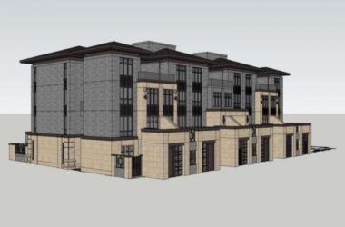 Sketchup别墅模型|联排别墅，现代中式风格-BIM建筑网