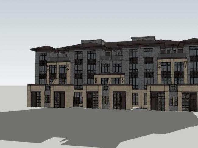 Sketchup别墅模型|联排别墅，现代中式风格